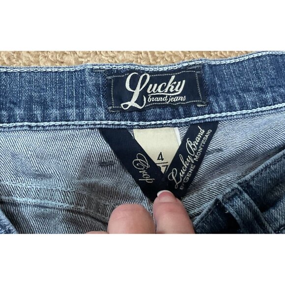 Vtg Y2K Lucky Brand Cropped Jeans Size 4 Low Rise Medium Wash Classic Rider Crop - Picture 3 of 5